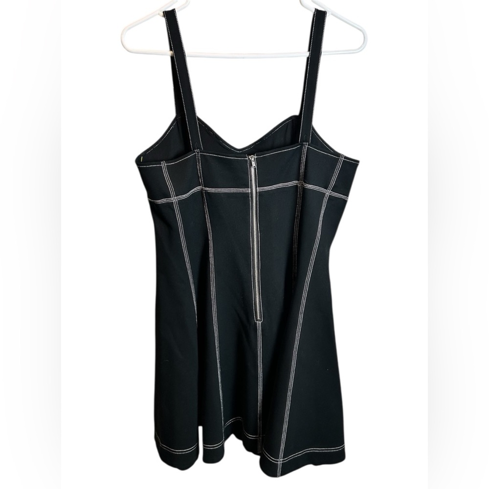 Maeve Anthropologie Y2K Black Mini Dress W White Contrast Stitching Size Medium - Picture 3 of 5